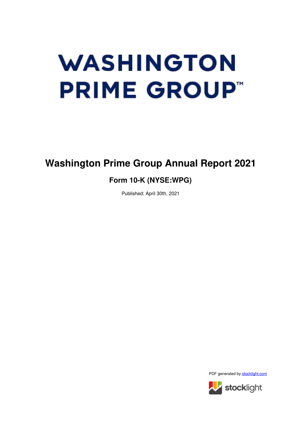 Washington Prime Group Annual Report 2021