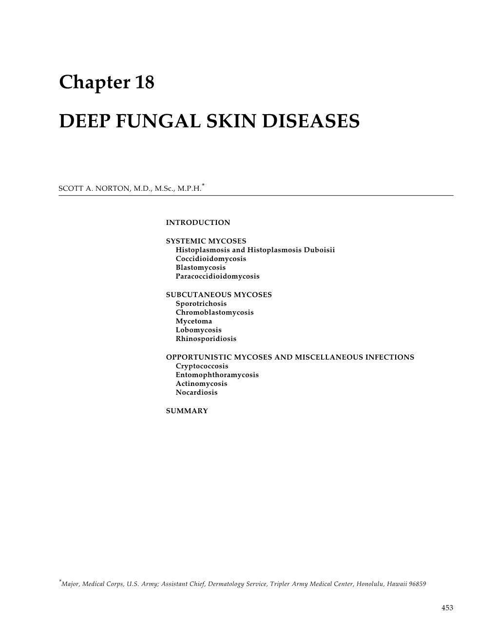 Military Dermatology, Chapter 18, Deep Fungal Skin Diseases