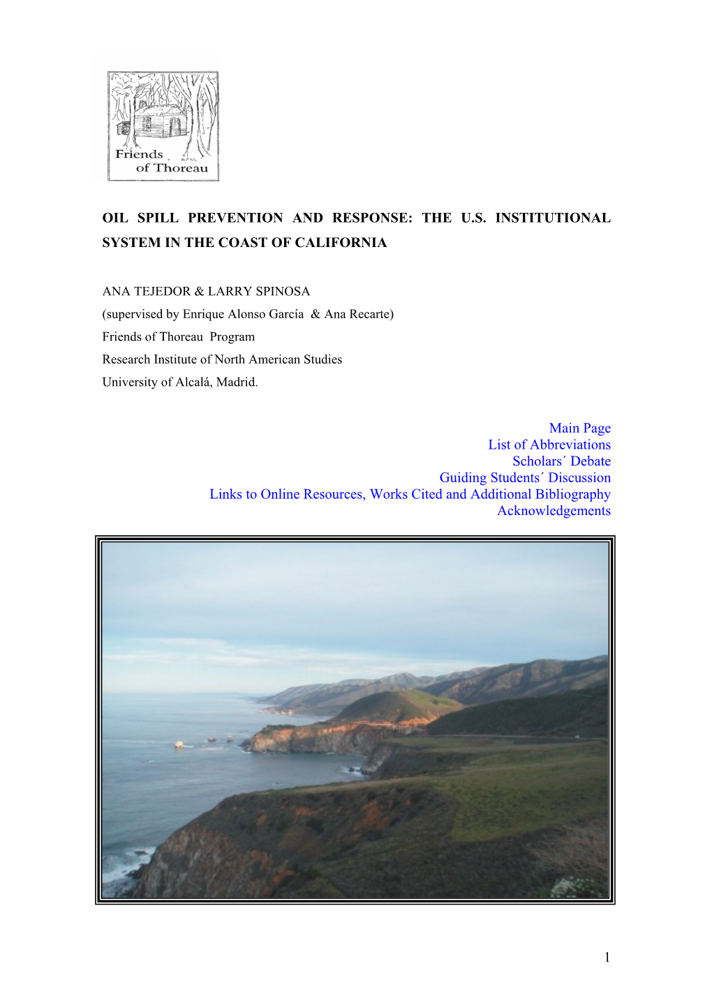 Oil Spill Prevention and Response: the Us Institutional System in the Coast