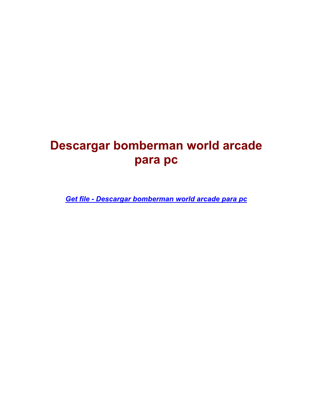 Descargar Bomberman World Arcade Para Pc