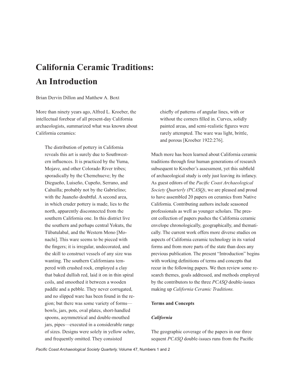 California Ceramic Traditions: an Introduction