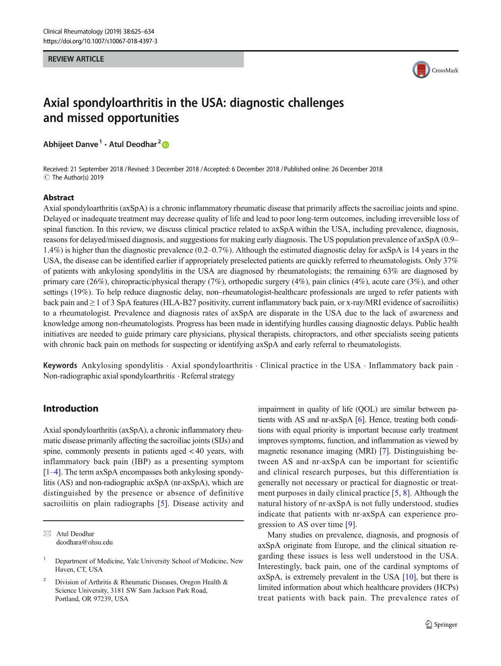 Axial Spondyloarthritis in the USA: Diagnostic Challenges and Missed Opportunities