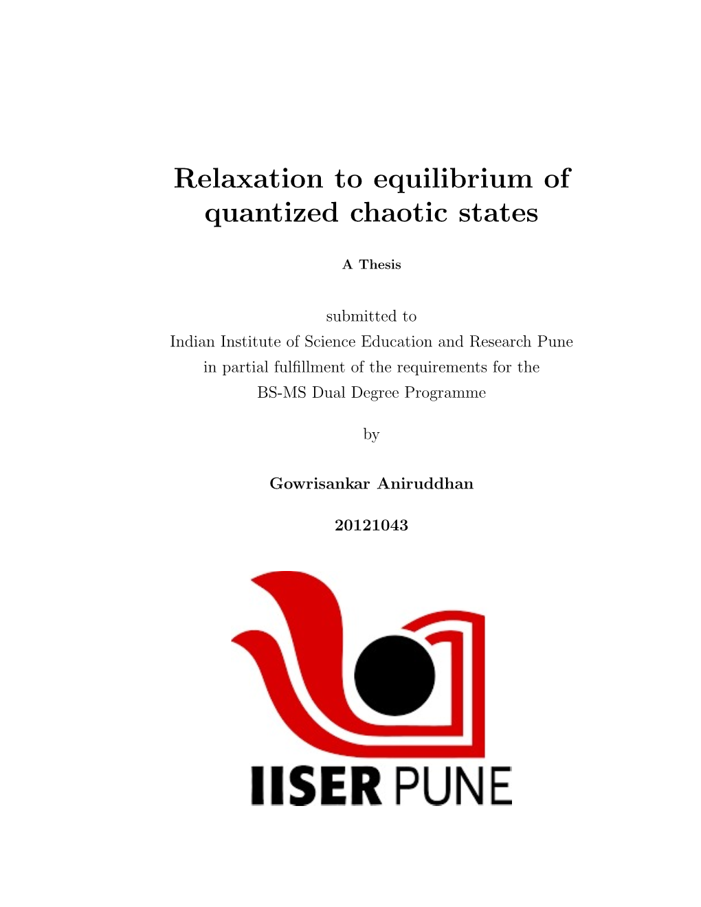 Relaxation to Equilibrium of Quantized Chaotic States