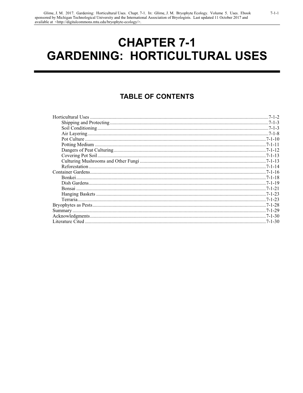 Gardening: Horticultural Uses