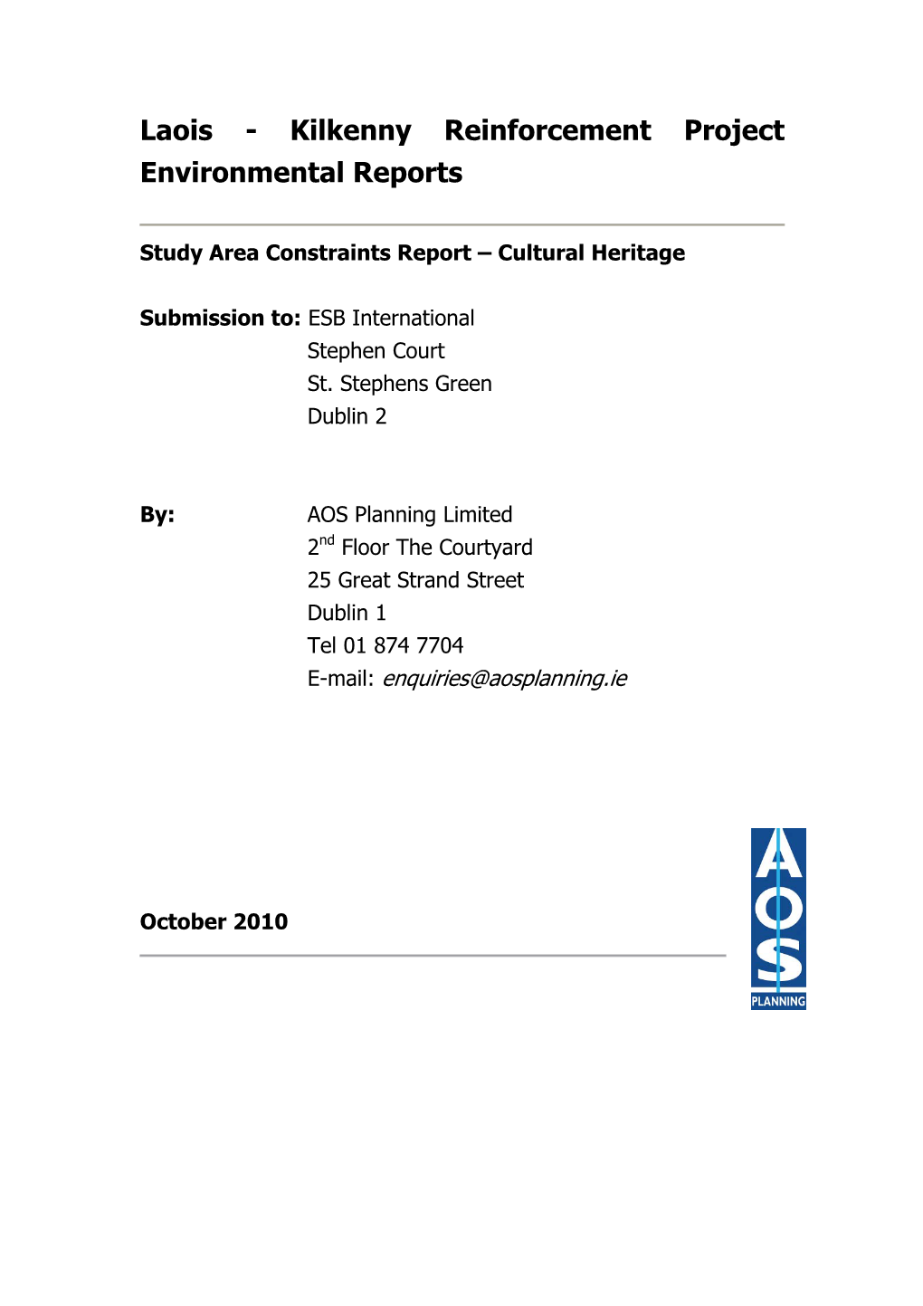 Laois - Kilkenny Reinforcement Project Environmental Reports