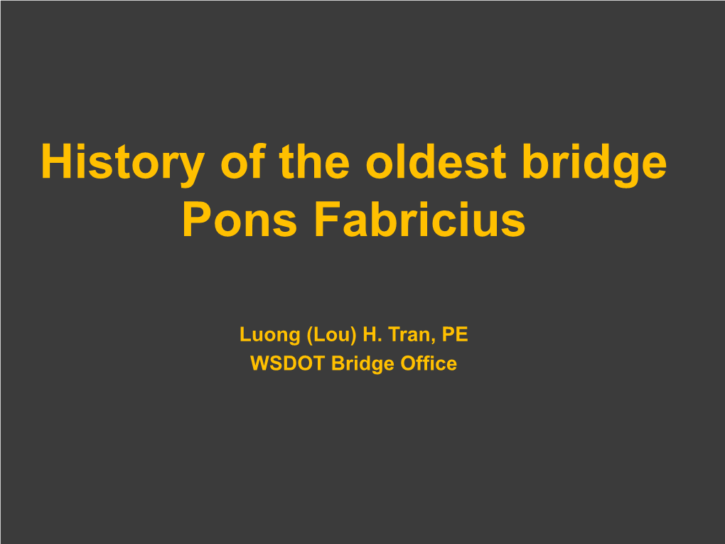 History of the Oldest Bridge Pons Fabricius