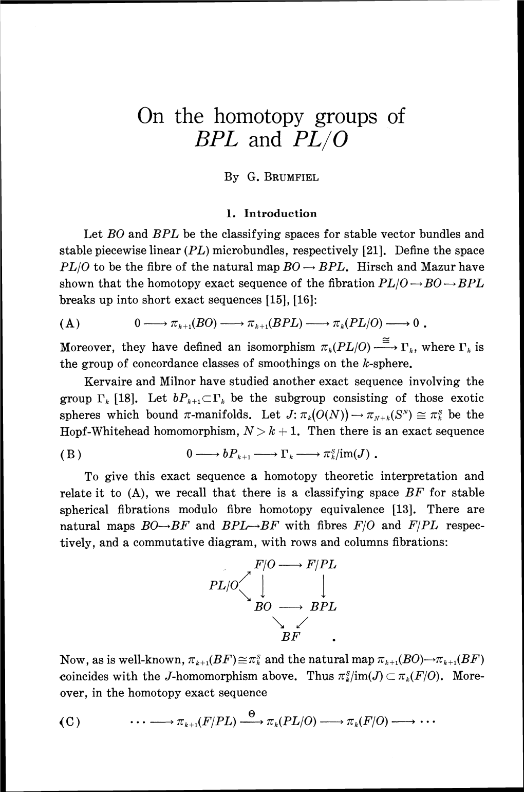 On the Homotopy Groups of BPL and PL/O