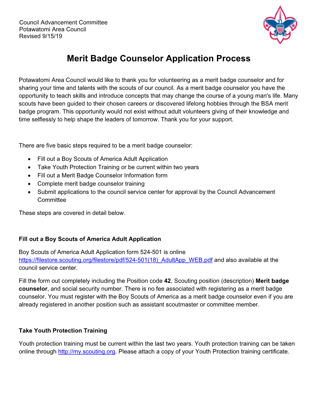 Merit Badge Counselor Application Process