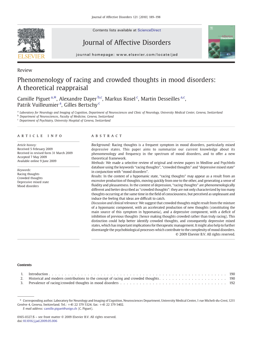 Phenomenology of Racing and Crowded Thoughts in Mood Disorders: a Theoretical Reappraisal