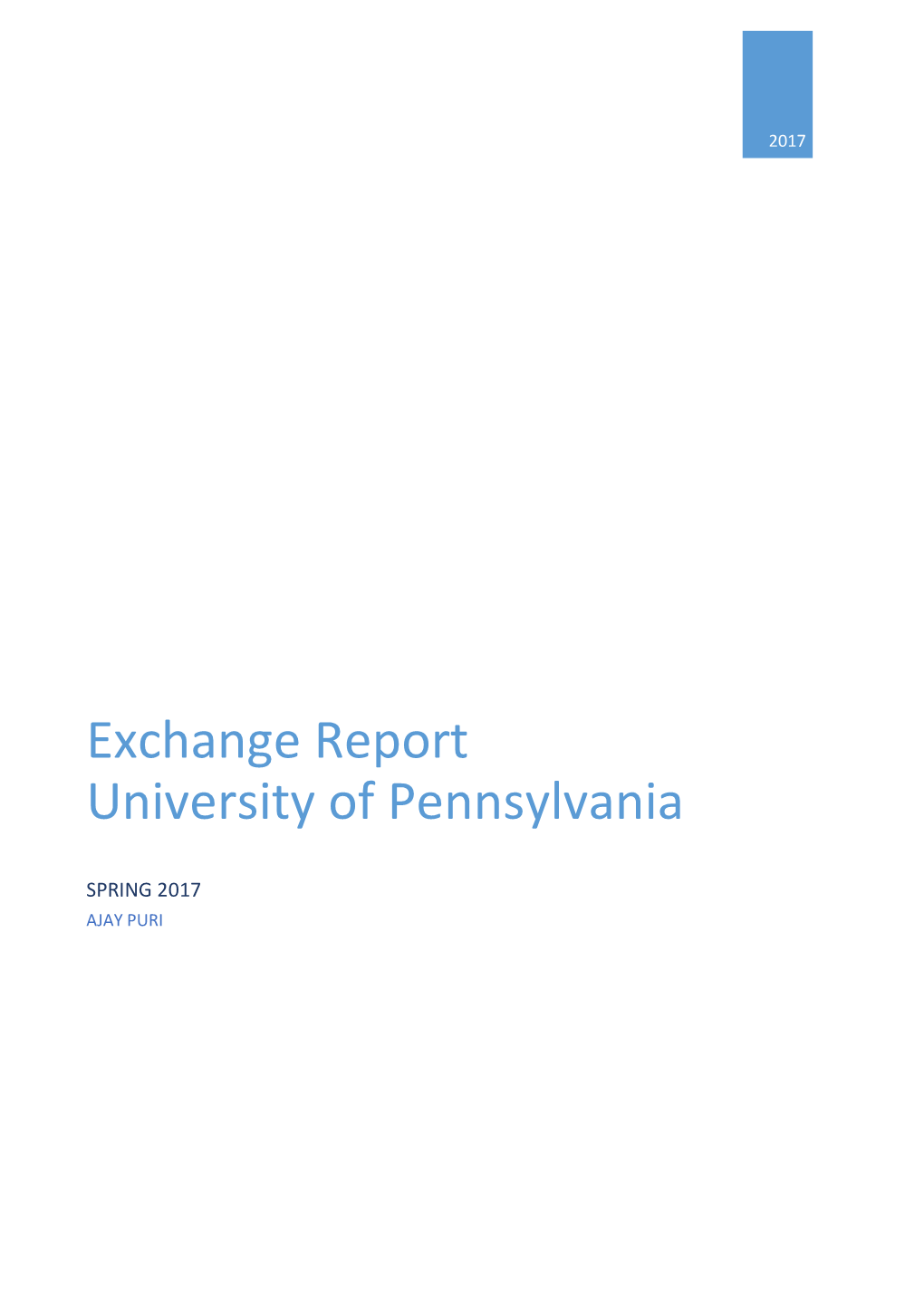 Exchange Report University of Pennsylvania
