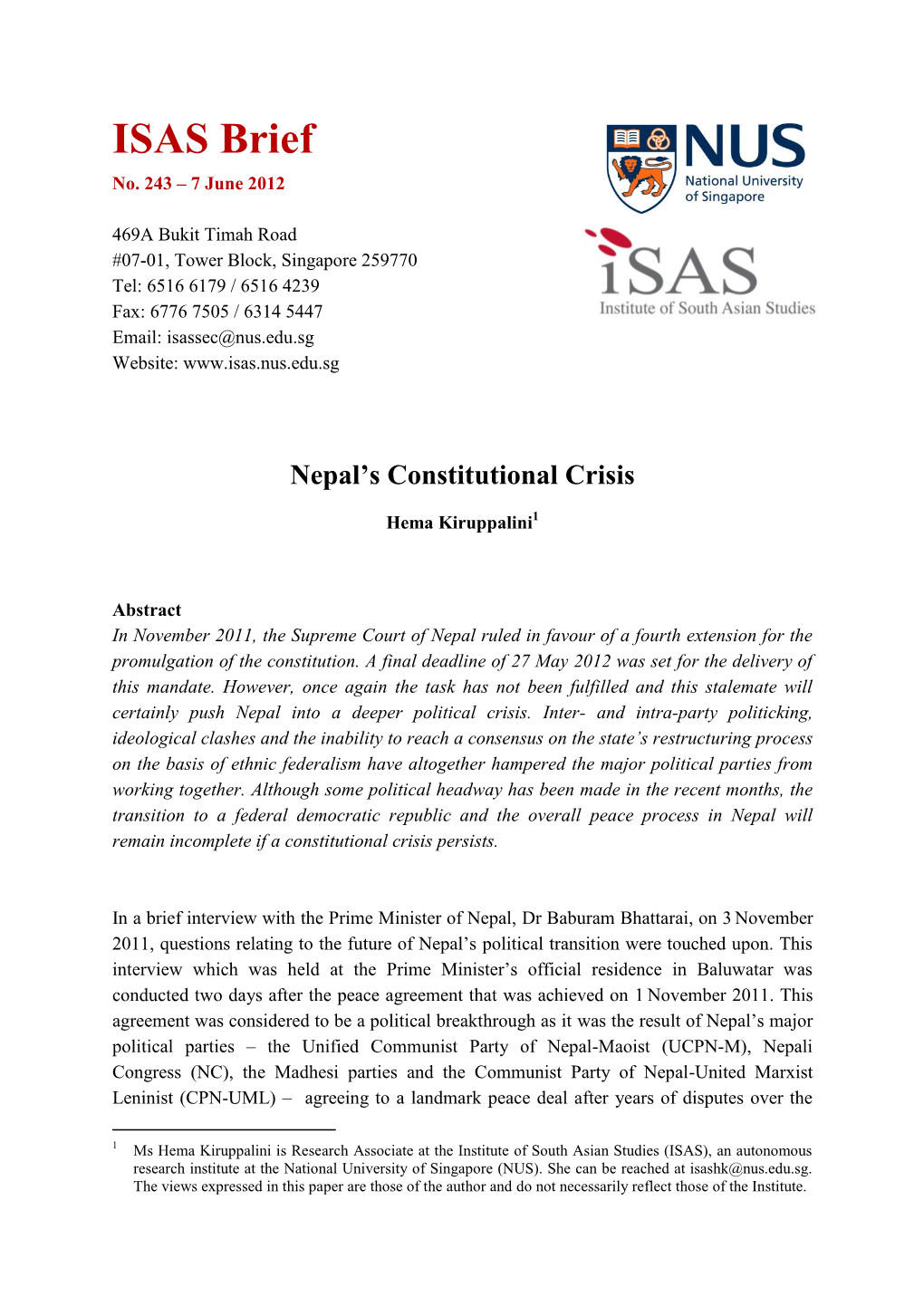 Nepal's Constitutional Crisis