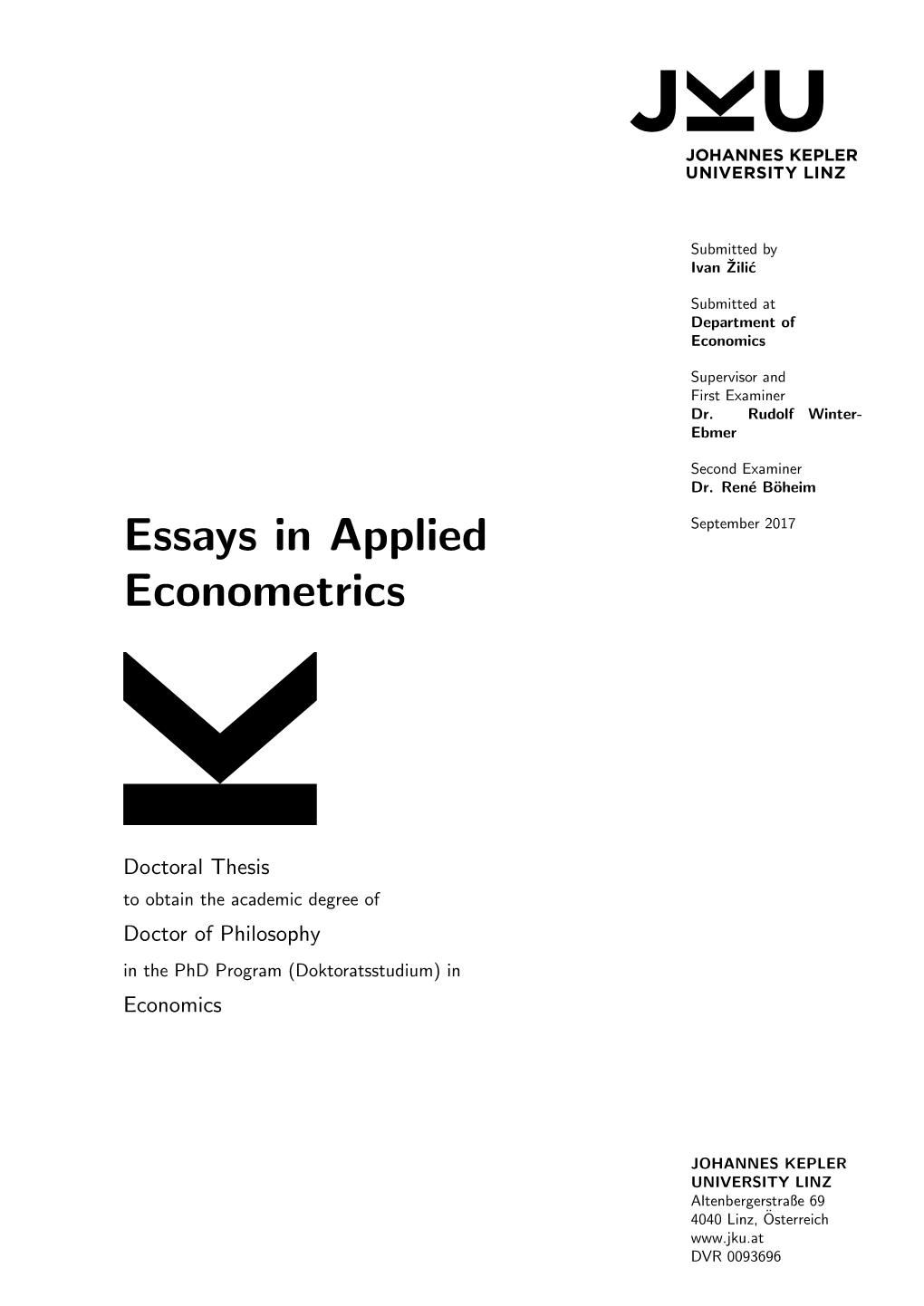 Essays in Applied Econometrics
