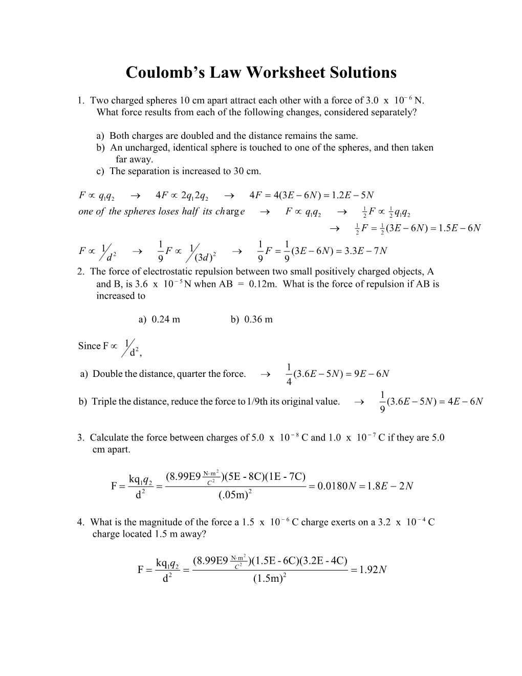 Coulomb S Law Problems