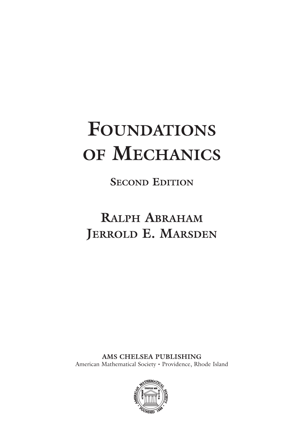 Foundations of Mechanics