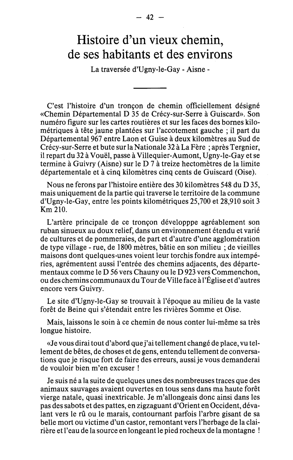 Histoire D'un Vieux Chemin, De Ses Habitants Et Des Environs