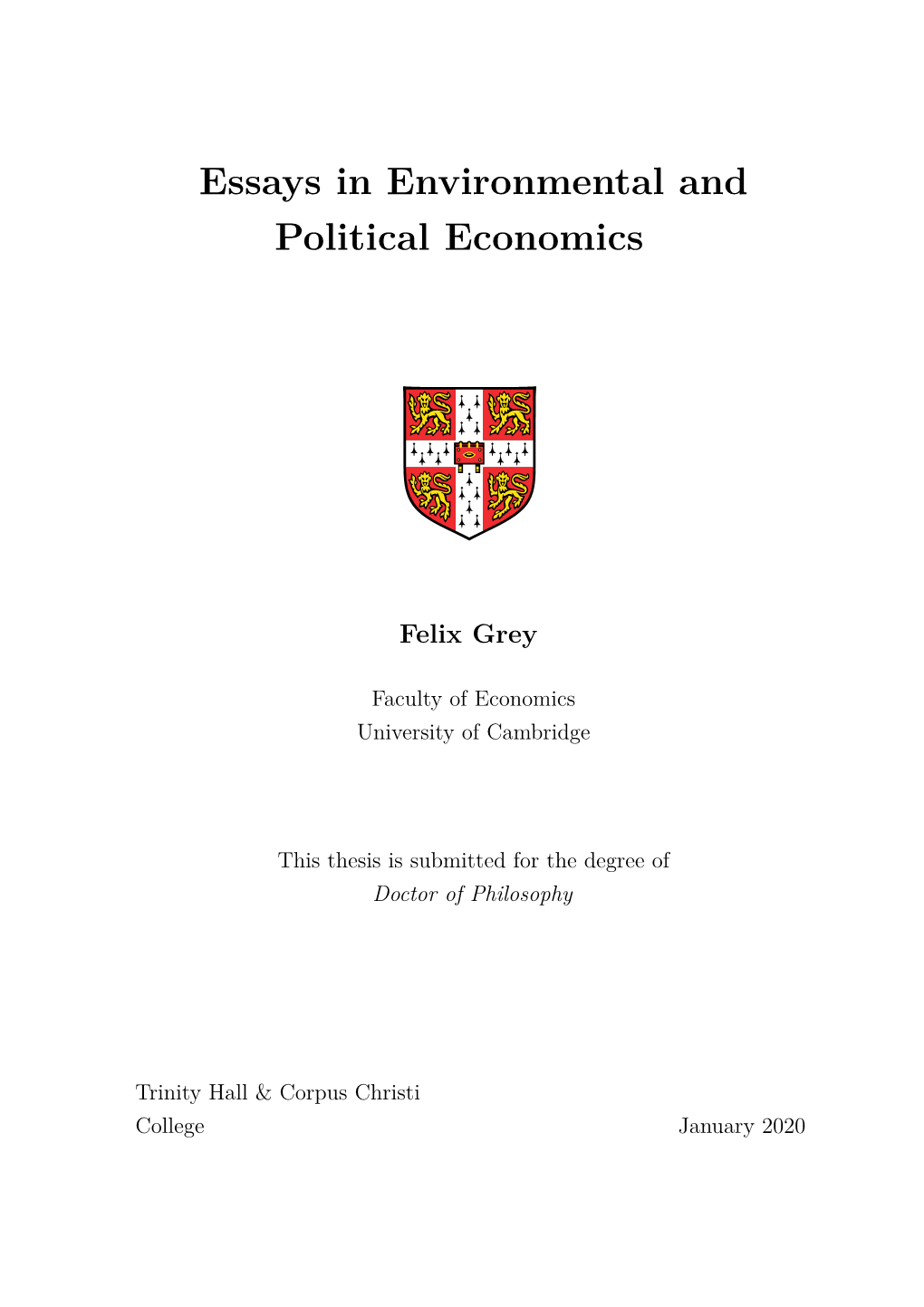 Essays in Environmental and Political Economics