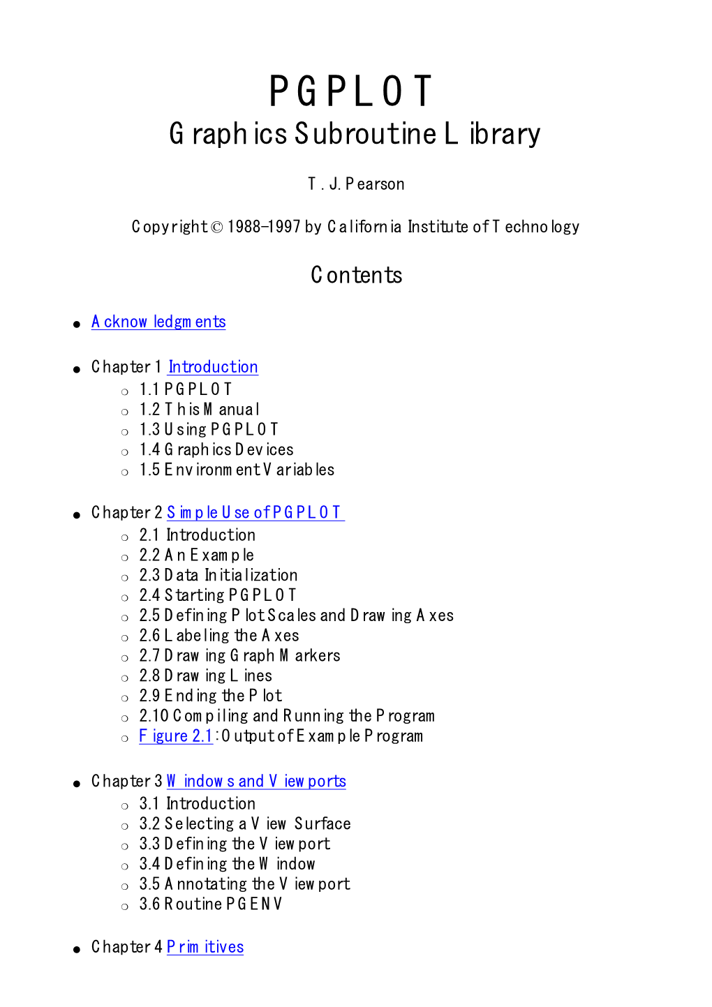 PGPLOT Graphics Subroutine Library