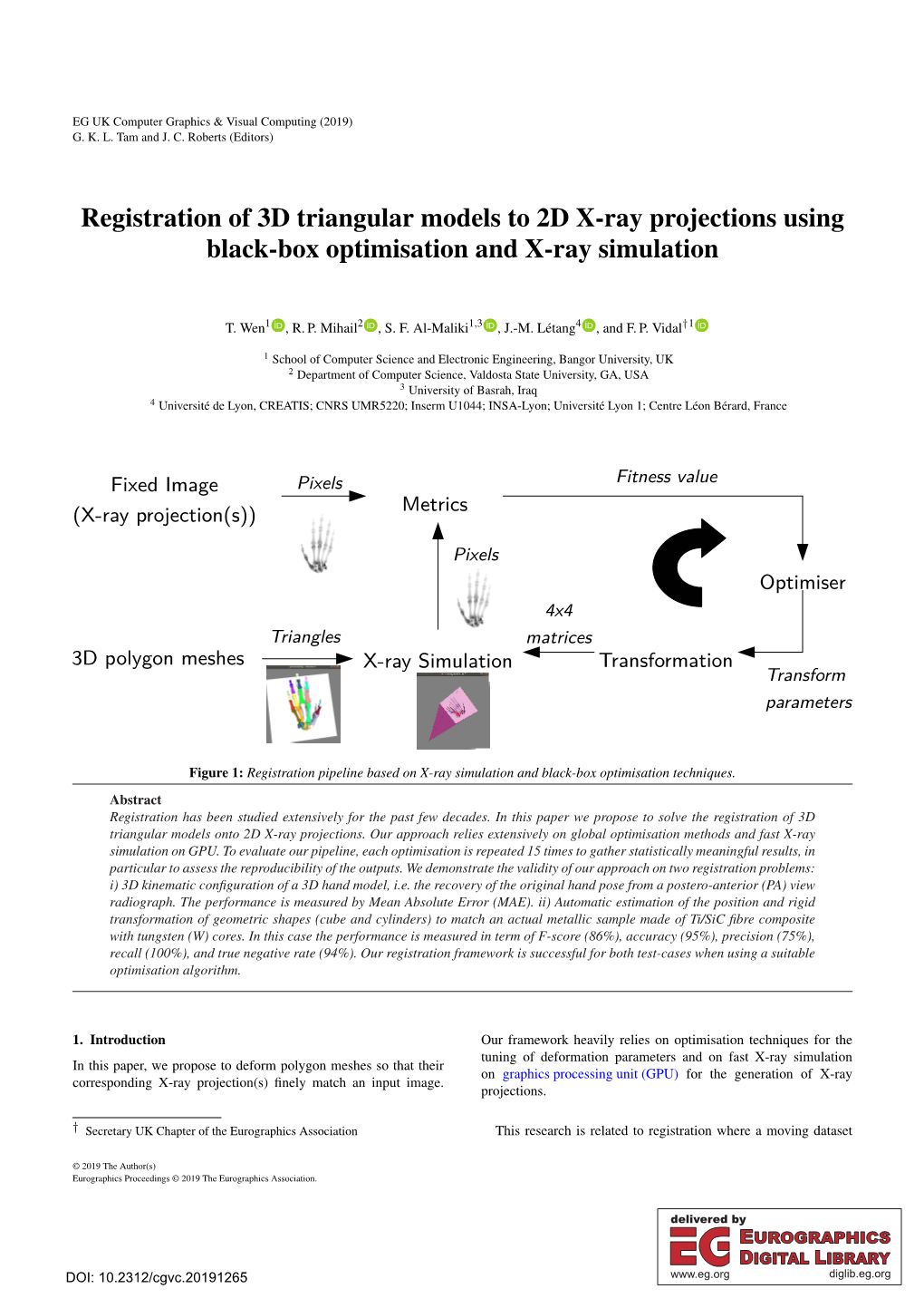 Registration of 3D Triangular Models to X-Ray Projections