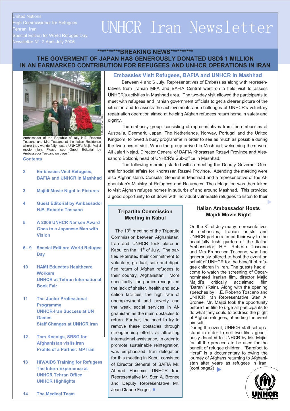 UNHCR Iran Newsletter Special Edition for World Refugee Day Newsletter N°