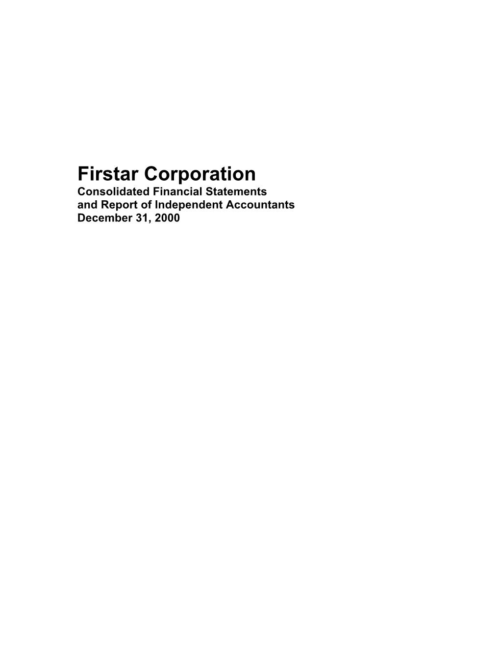 Firstar Corporation Consolidated Financial Statements and Report of Independent Accountants December 31, 2000 Report of Independent Accountants