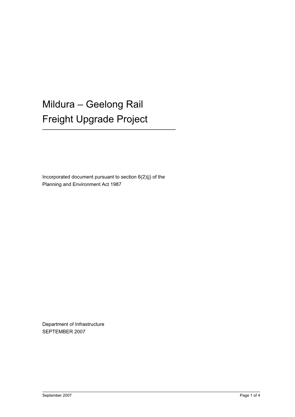 Mildura – Geelong Rail Freight Upgrade Project