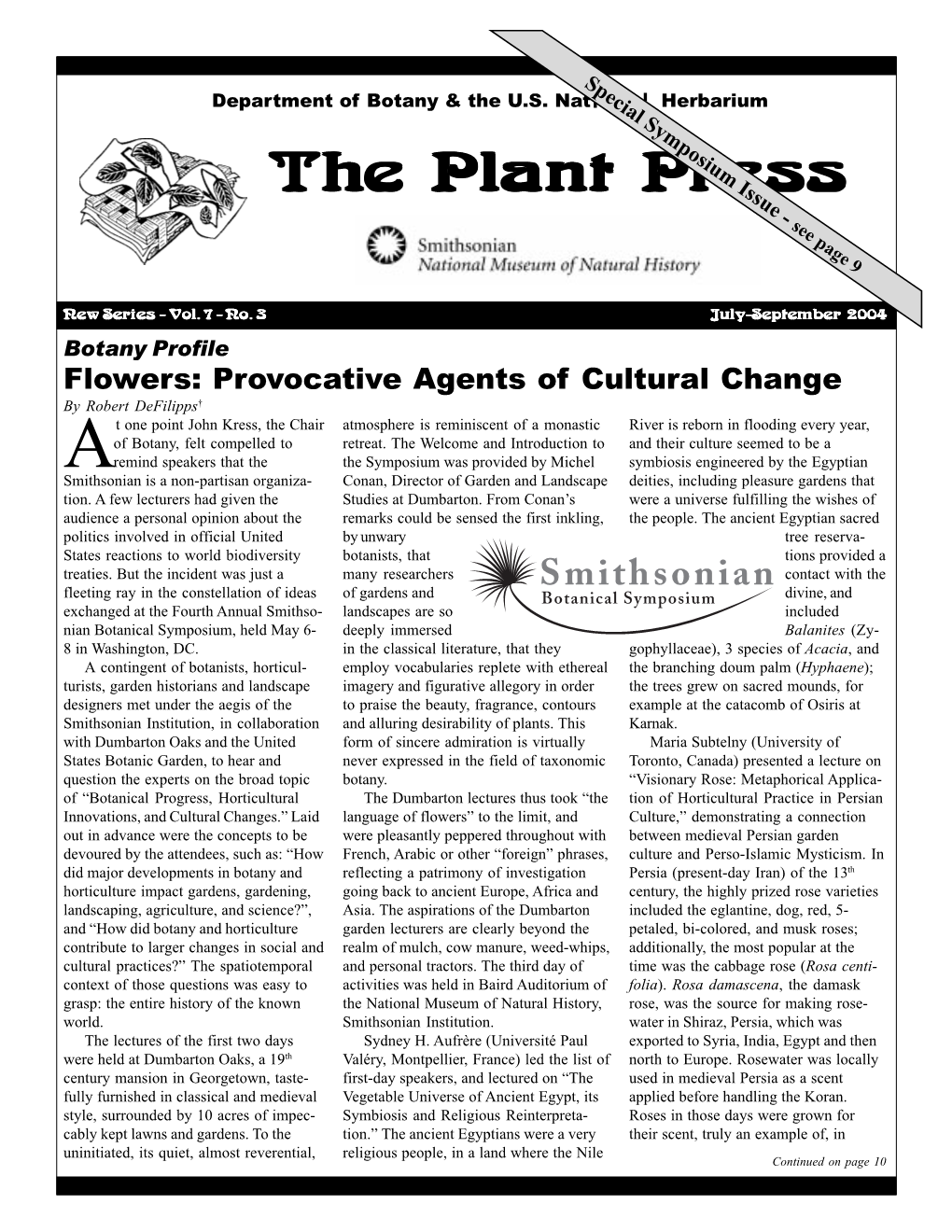 The Plant Press Continued on Page 7 New Series - Vol