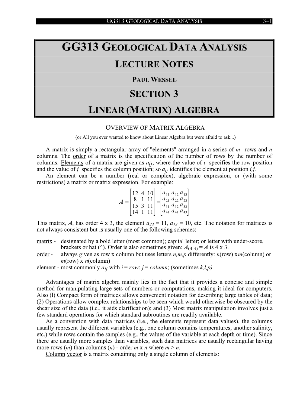 Gg313 Geological Data Analysis 3–1