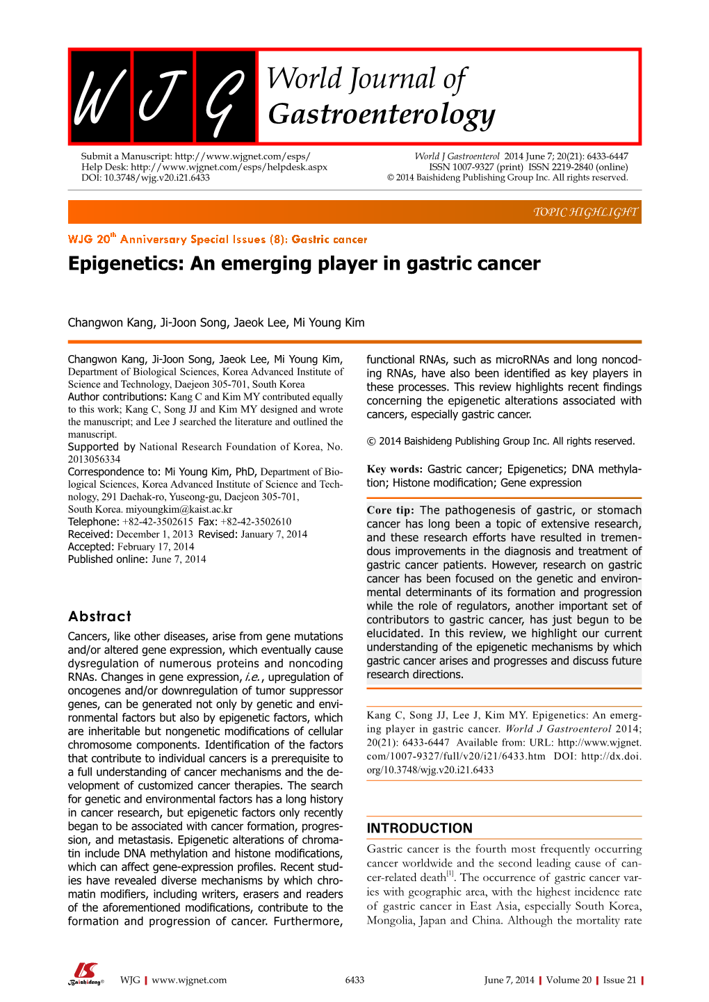 An Emerging Player in Gastric Cancer