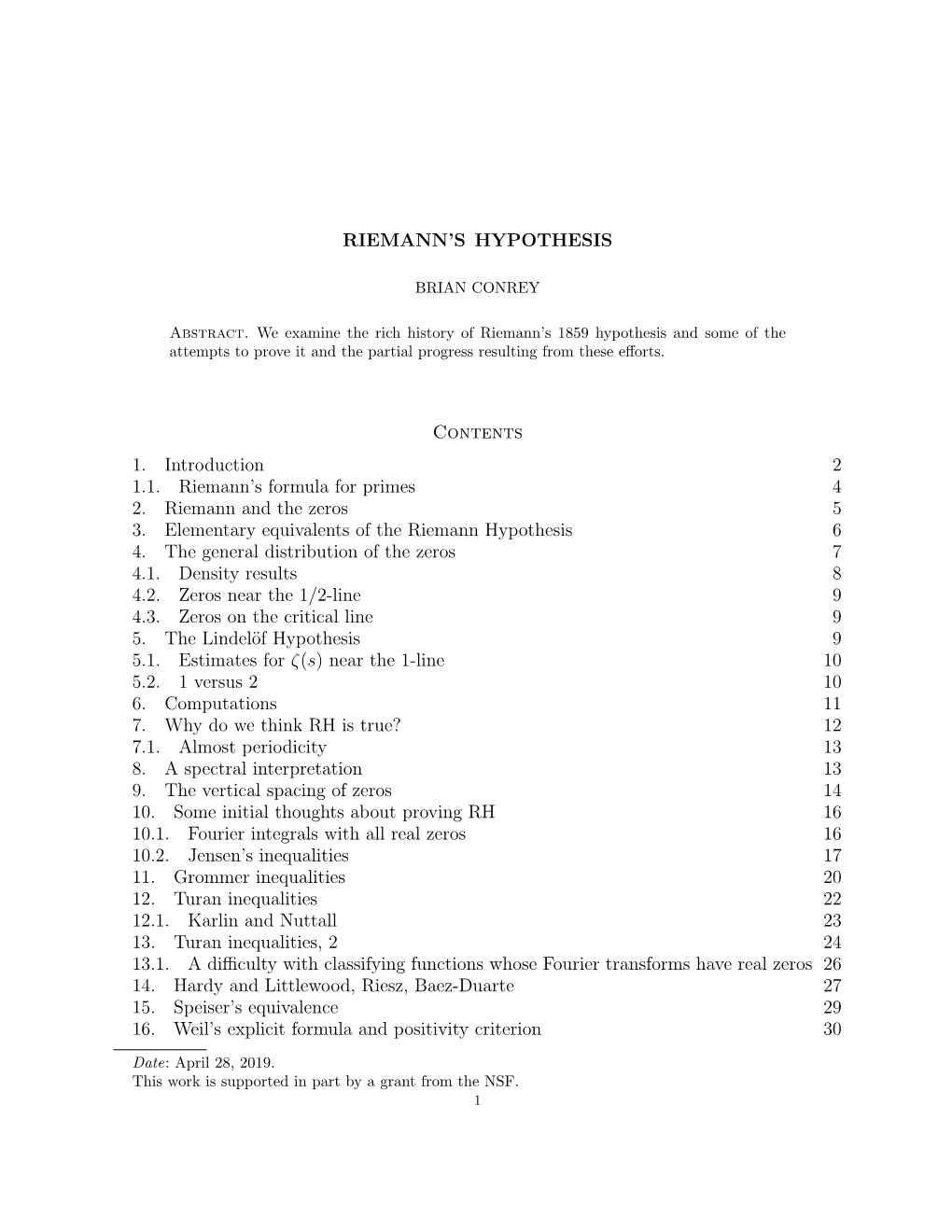 Riemann's Hypothesis