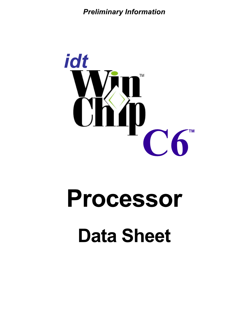 IDT Winchip C6 Processor Datasheet