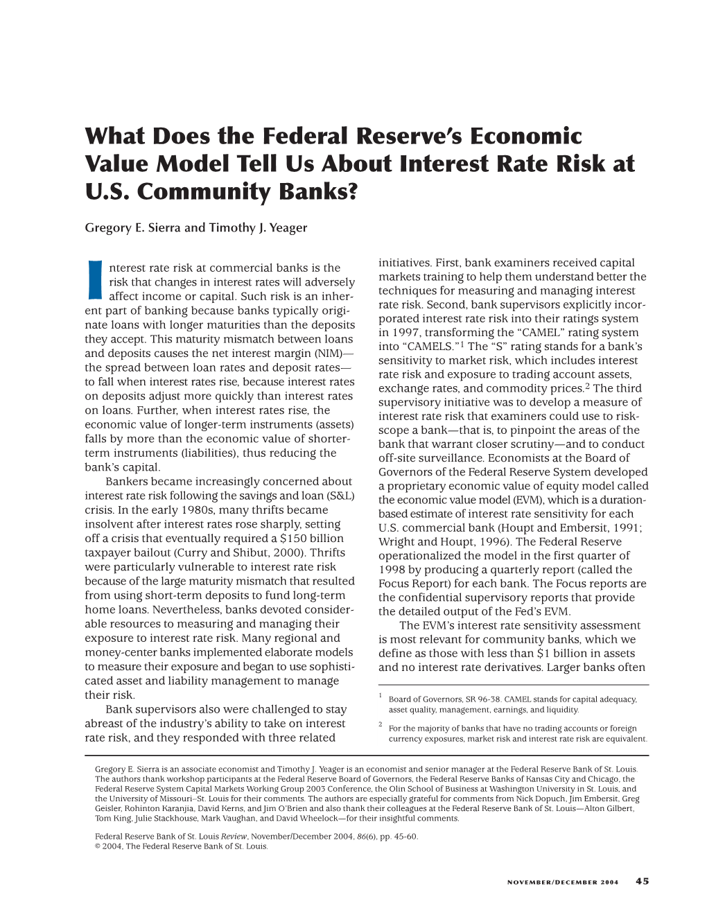 What Does the Federal Reserve's Economic Value Model Tell Us