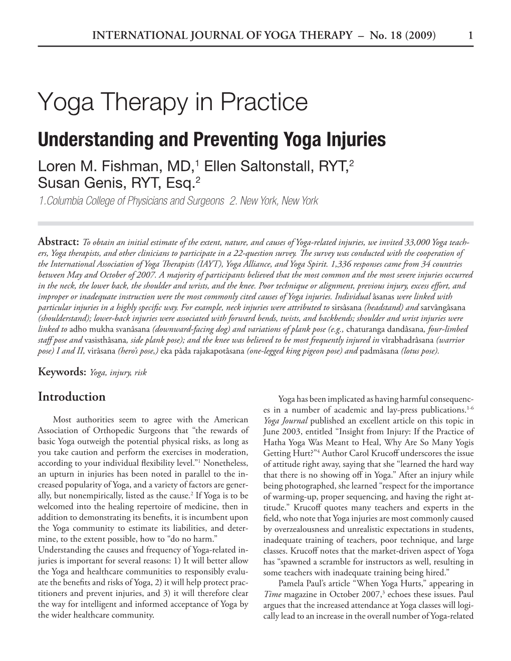 Yoga Therapy in Practice Understanding and Preventing Yoga Injuries Loren M