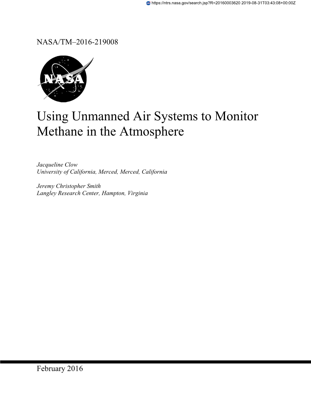 Using Unmanned Air Systems to Monitor Methane in the Atmosphere