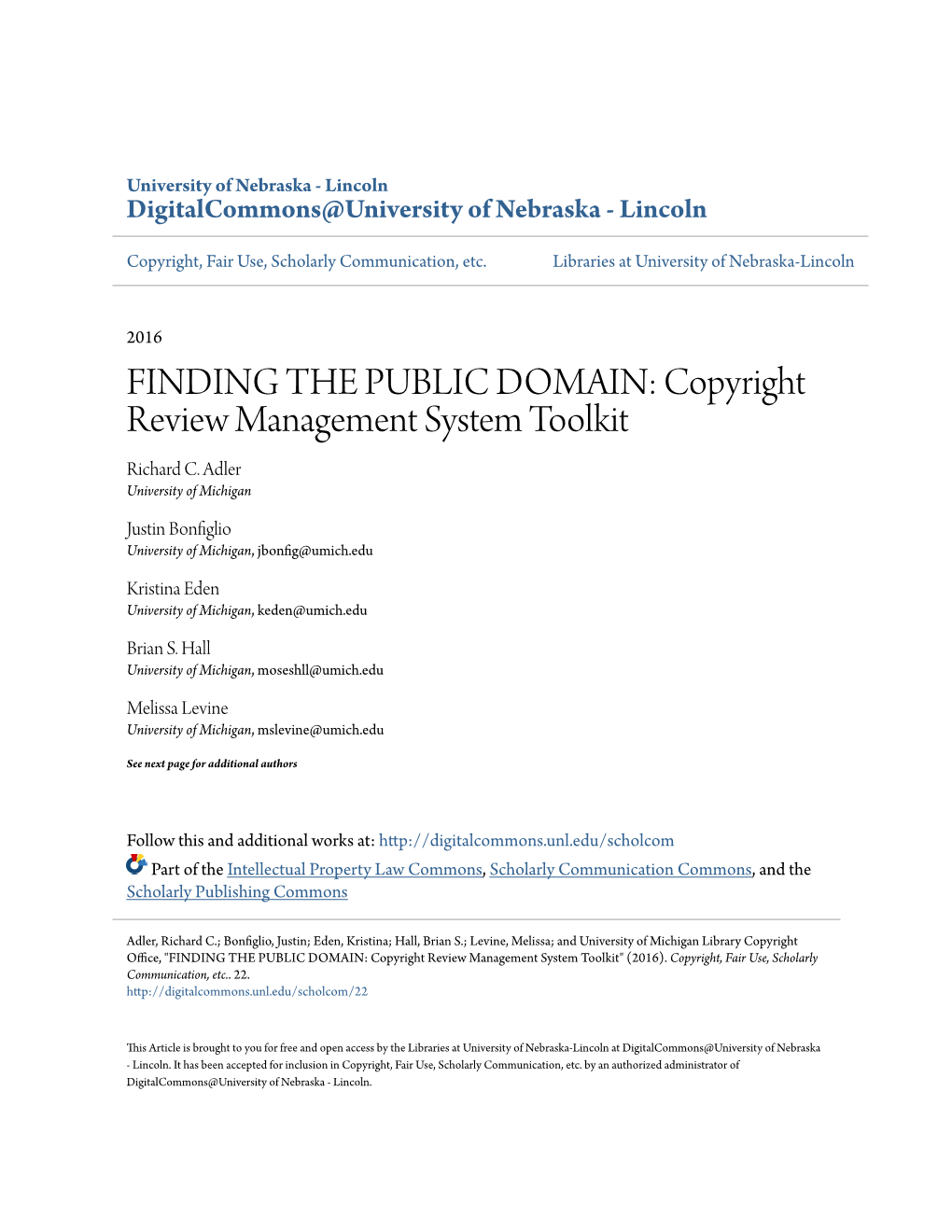 Copyright Review Management System Toolkit Richard C
