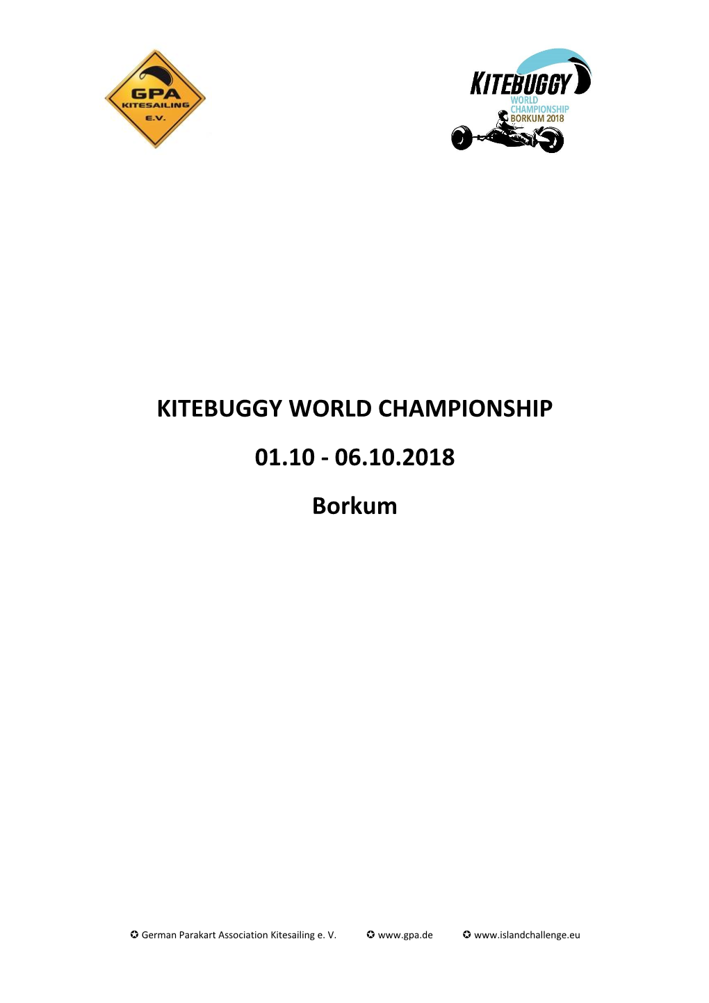 KITEBUGGY WORLD CHAMPIONSHIP 01.10 - 06.10.2018 Borkum