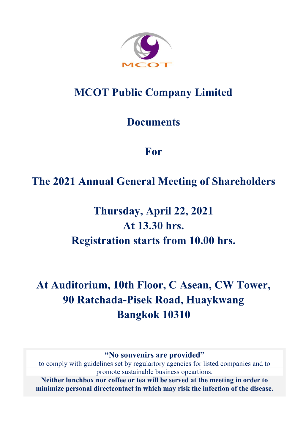 MCOT Public Company Limited Documents for the 2021 Annual