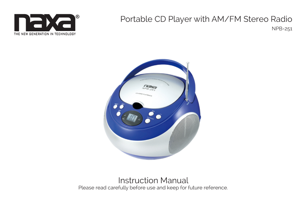 Portable CD Player with AM/FM Stereo Radio Instruction Manual