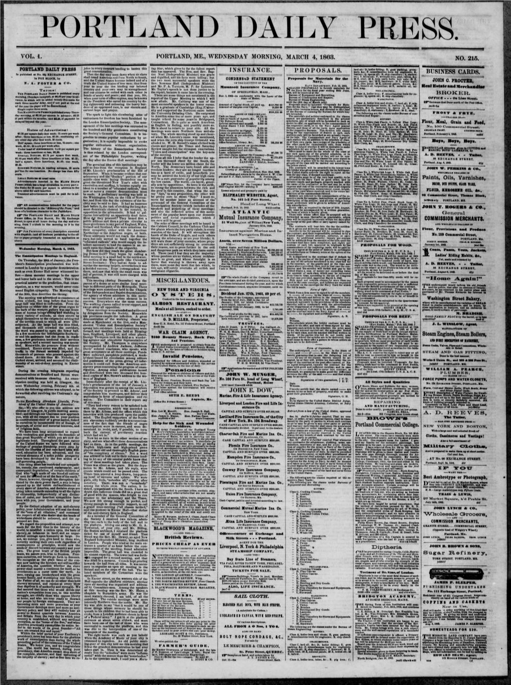 Portland Daily Press: March 04,1863