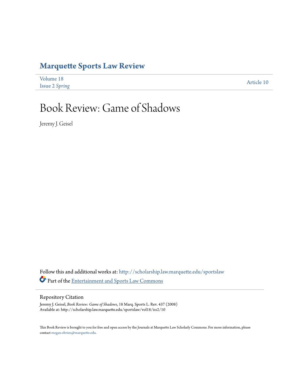 Book Review: Game of Shadows Jeremy J