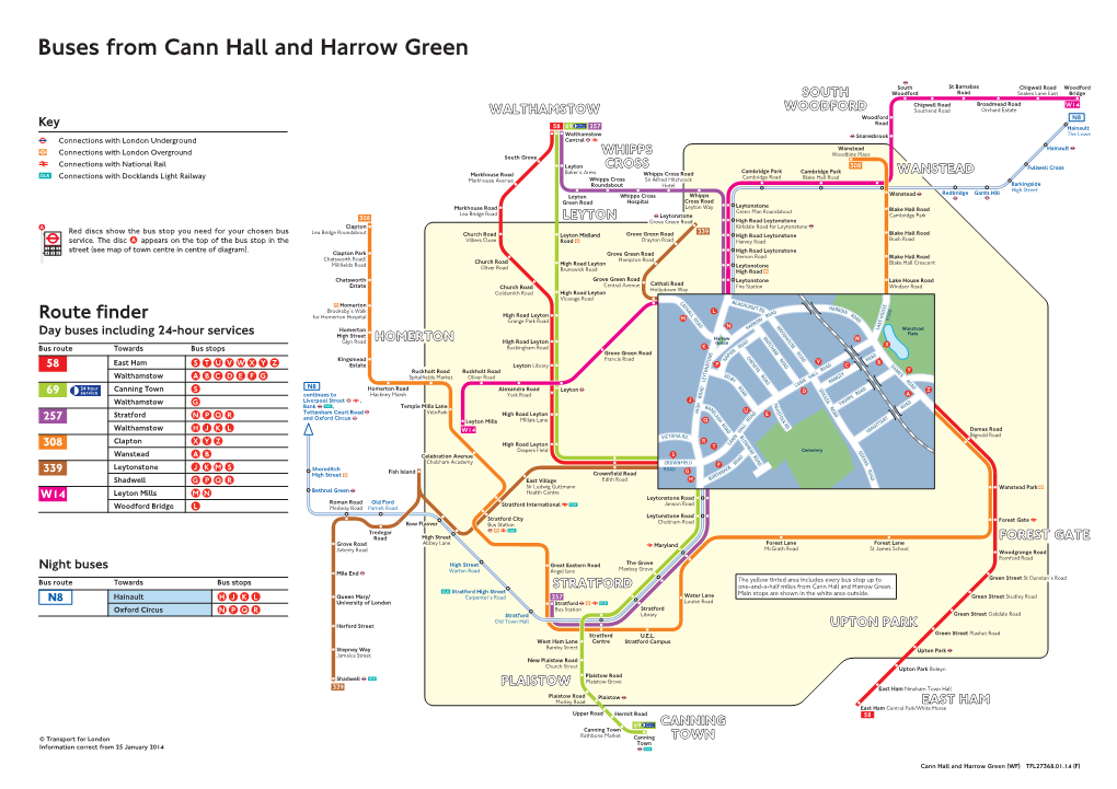 Buses from Cann Hall and Harrow Green