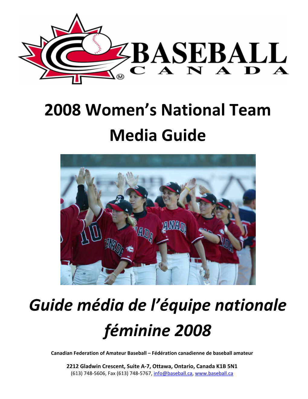 2008 Women's National Team Media Guide Guide Média De L'équipe