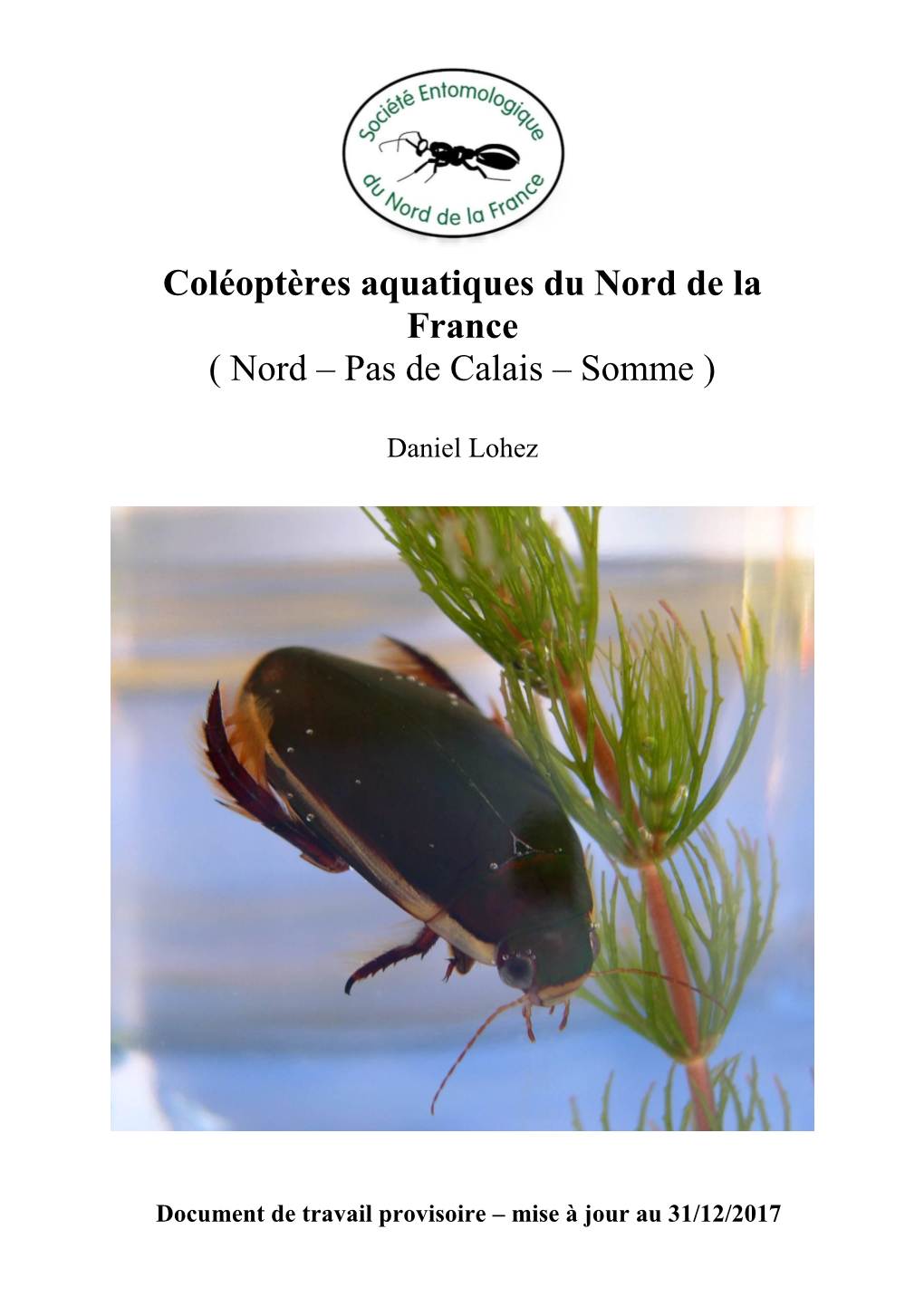 Coléoptères Aquatiques Du Nord De La France ( Nord – Pas De Calais – Somme )