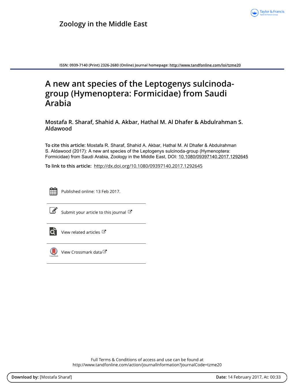 A New Ant Species of the Leptogenys Sulcinoda- Group (Hymenoptera: Formicidae) from Saudi Arabia