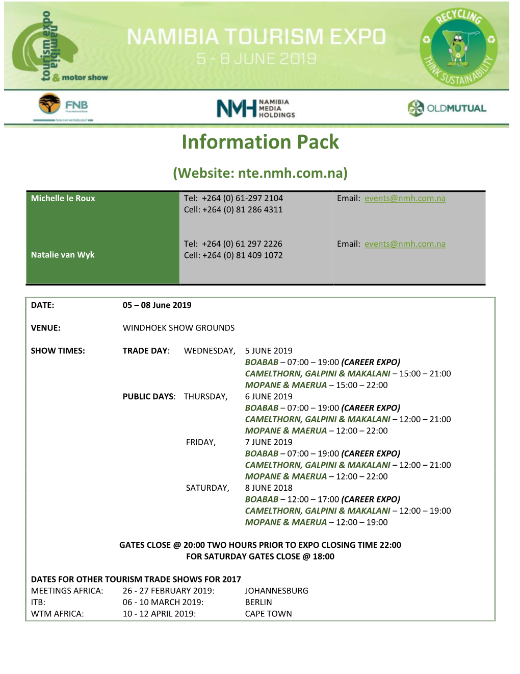 Information Pack (Website: Nte.Nmh.Com.Na)