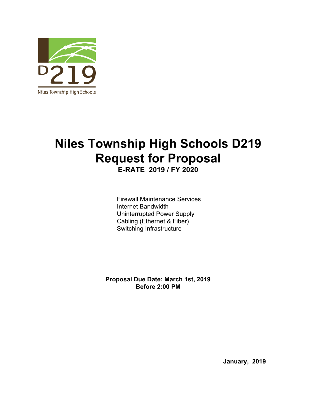 Niles Township High Schools D219 Request for Proposal E-RATE 2019 / FY 2020