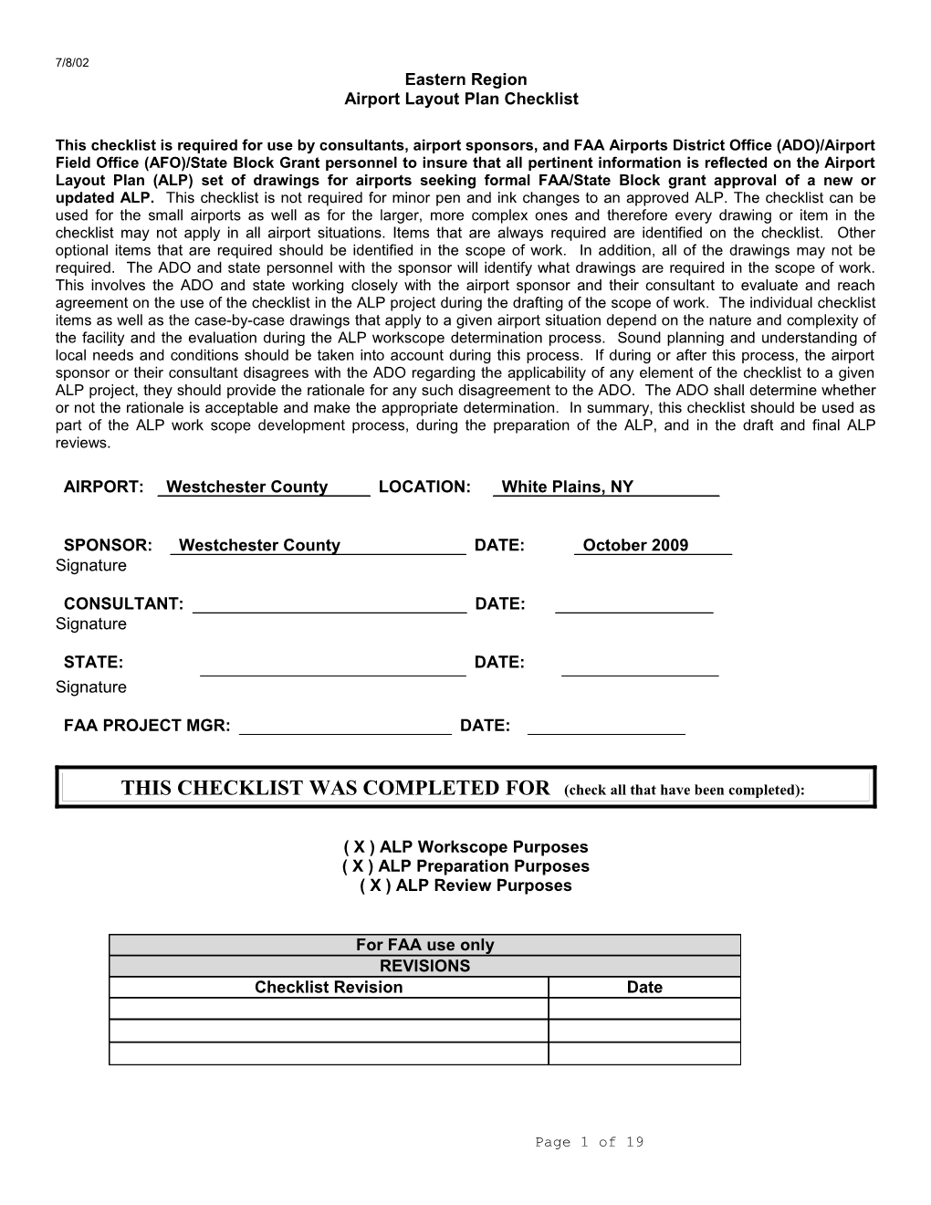 Airport Layout Plan Checklist