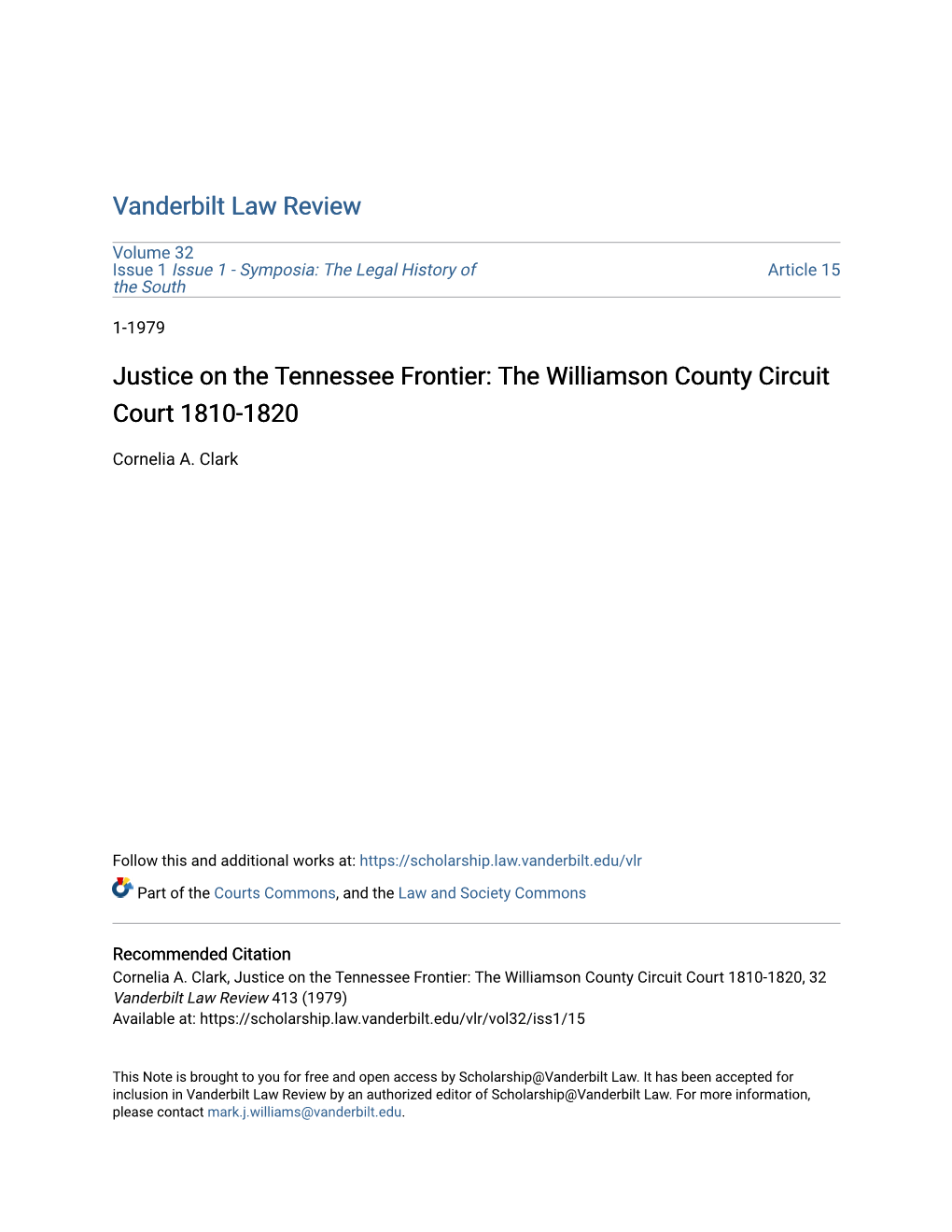 The Williamson County Circuit Court 1810-1820