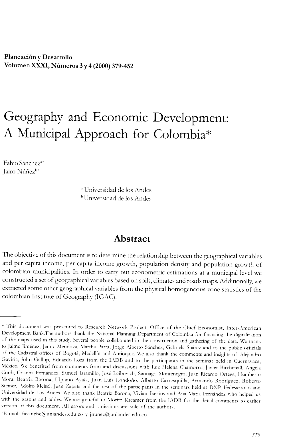 A Municipal Approach for Colombia*