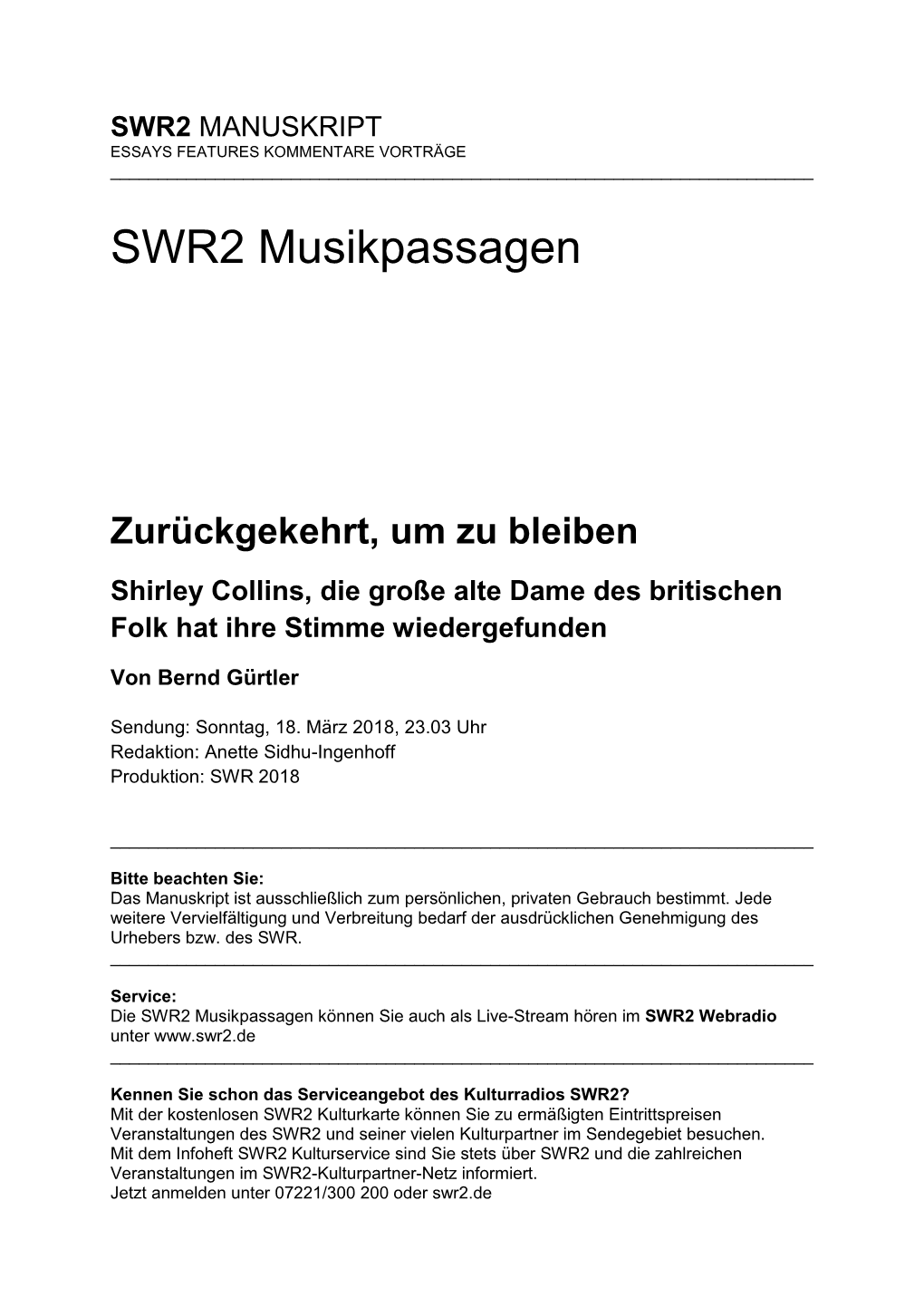 SWR2 Musikpassagen