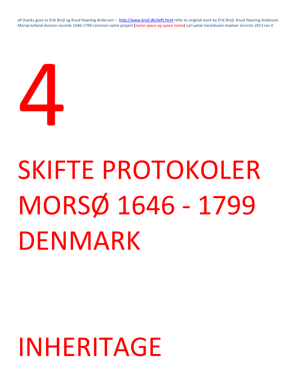 Skifte Protokoler Morsø 1646 - 1799 Denmark